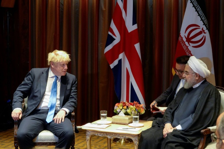 Iranian President Hassan Rouhani meets with British Prime Minister Boris Johnson on the sidelines of the UN General Assembly in September 2019