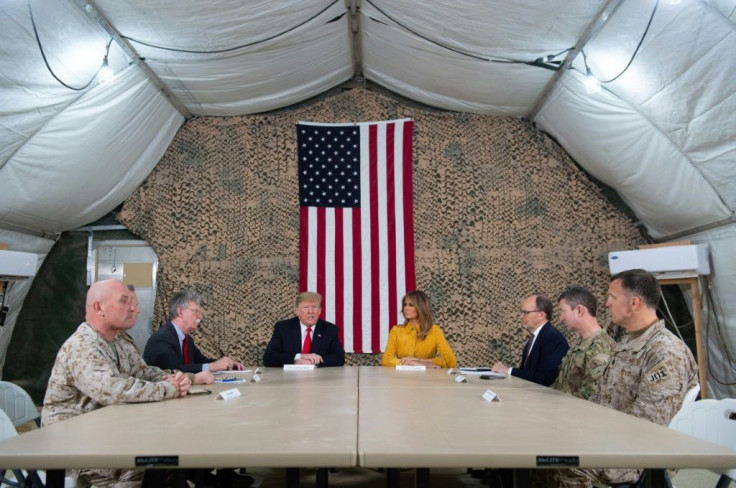 The United States has some 5,200 troops stationed at bases across Iraq, like this one visited by President Donald Trump and First Lady Melania in December 2018