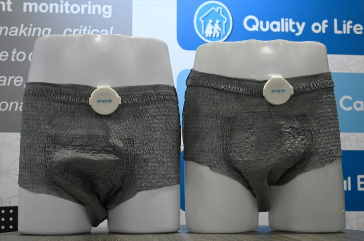 The Smardii connected diaper is seen on display atr the 2020 Consumer Electronics Show in Las Vegas