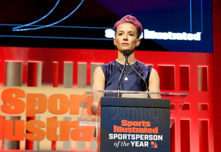 US football star Megan Rapinoe, here receiving Sports Illustrated's Sportsperson of the Year Award for 2019, vowed athletes won't be silenced after the IOC warned against politica protests at the 2020 Tokyo Olympics