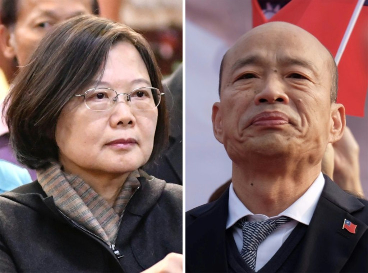 Tsai Ing-wen (L) and her main challenger Han Kuo-yu