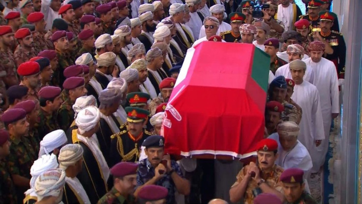 Omani military carried the coffin of Sultan Qaboos during his funeral in the capital Muscat