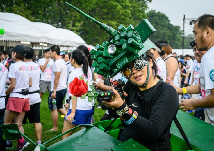 Many participants wore costumes for the anti-government fun run