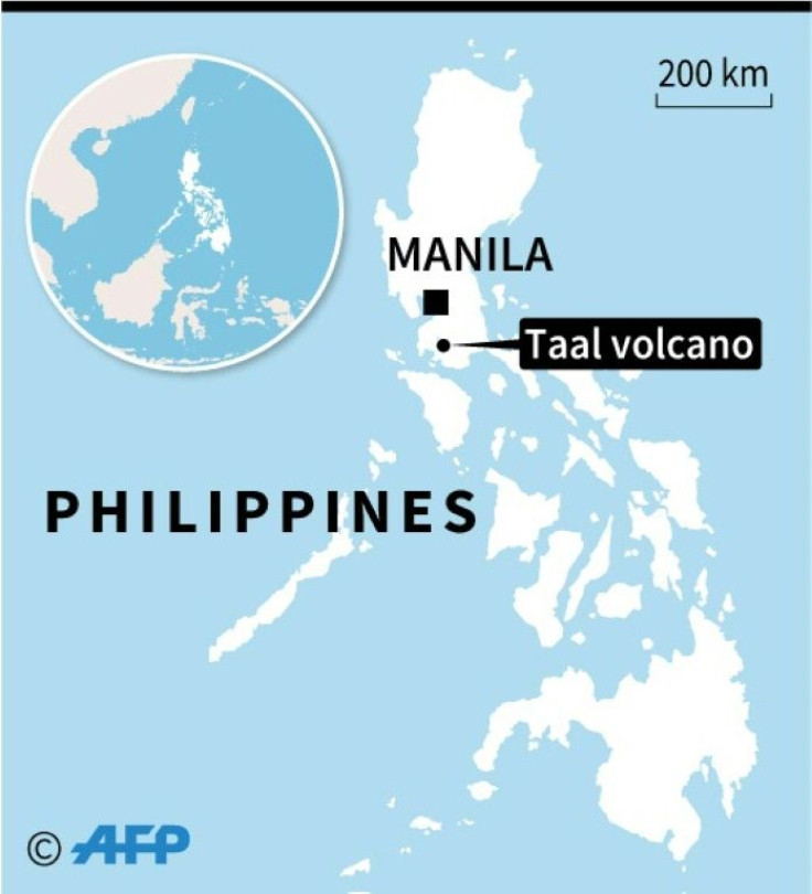 Map locating the Taal volcano in the Philippines where thousands of people have been evaculated after authorities said Sunday it could erupt imminently.