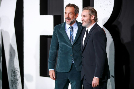Todd Phillips (left) and Joaquin Phoenix attend the premiere of "Joker," which scooped 11 Oscare nominations
