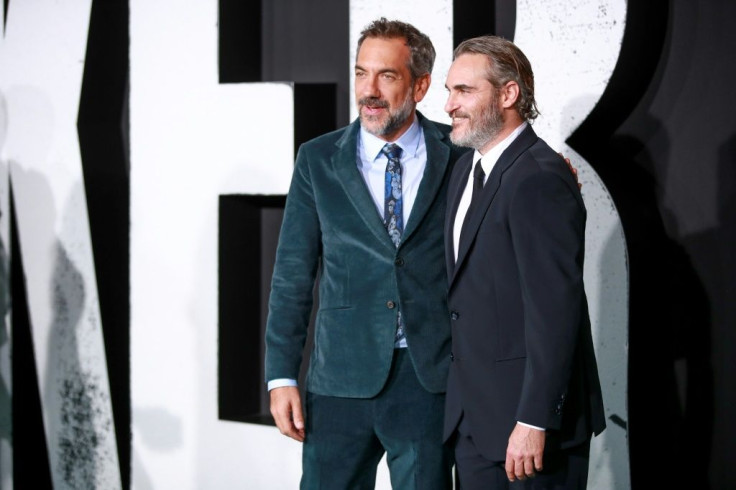 Todd Phillips (left) and Joaquin Phoenix attend the premiere of "Joker," which scooped 11 Oscare nominations
