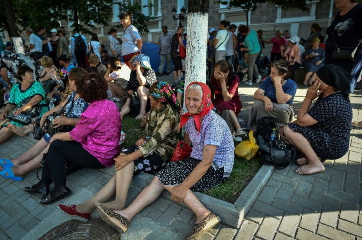 Supporters of the Democratic Party of Moldova, led by oligarch Vladimir Plahotniuc, protest in front of the interior ministry in Moldova's capital Chisinau, in June 2019, during a political crisis