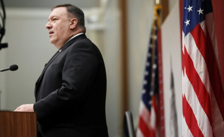 US Secretary of State Mike Pompeo speaks at Stanford University during a trip to California