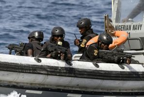 Nigerian special forces taking part in an anti-piracy drill in the Gulf of Guinea in 2019