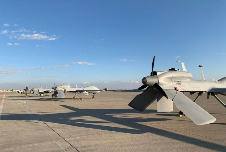 US army drones on the tarmac at the Ain al-Asad airbase in the western Iraqi province of Anbar