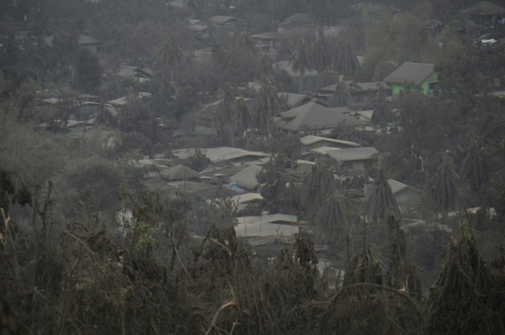 Houses in Laurel town have been covered with mud and ash from the Taal volcano in the Philippines
