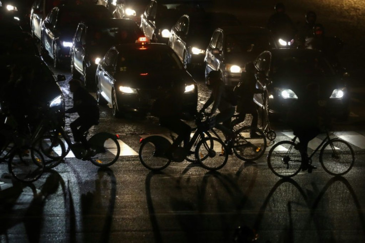 The strike has left the streets of Paris even more congested than usual, with thousands left no choice but to drive, cycle or walk to work with metro and train lines closed