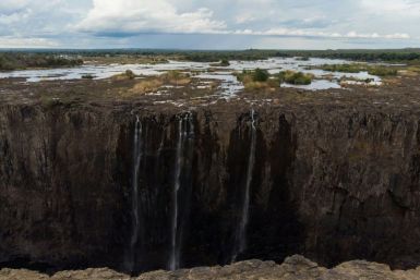 Drought in Zimbabwe reduced the mighty Victoria Falls to a relative trickle last month