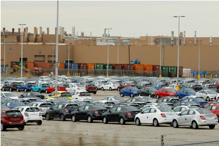 Cheverlot Sonic and Bolt EV vehicles outside a General Motors assembly plant Michigan. GM this month reported lower fourth-quarter sales