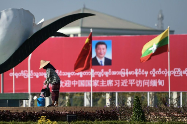 Billboards and banners welcomed China's Xi Jinping to Naypyidaw on Friday