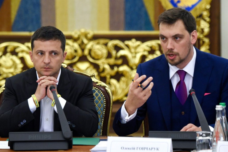 The office of Zelensky (L) office said it had received the letter of resignation from Goncharuk (R) and would consider it