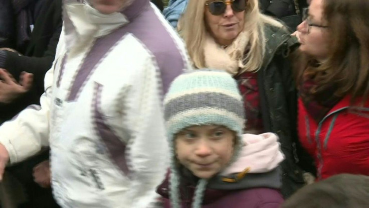 Teenage climate activist Greta Thunberg joins protesters at a march in Lausanne