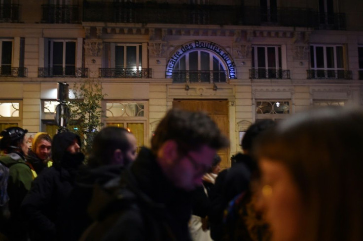 Security staff rushed French President Emmanuel Macron and his wife from a play at the Bouffes du Nord theatre when tipped-off protesters turned up