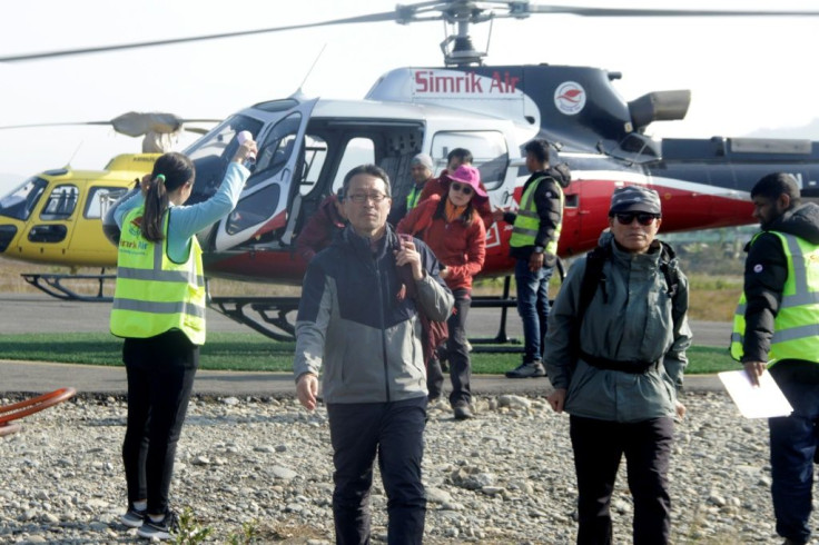 Helicopters were sent out on Saturday to rescue about 200 people stranded around Annapurna and other nearby mountains after the incident