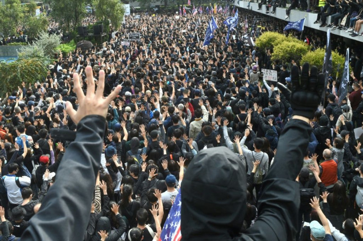 Thousands gathered in the heart of the Central commercial district, chanting slogans such as 'Stand with Hong Kong, fight for freedom'