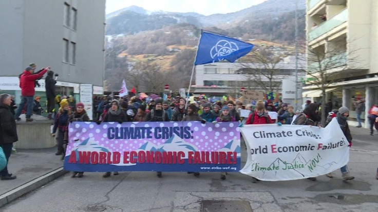 Hundreds of climate activists set off bound for Davos from the Swiss town of Landquart looking to pressure WEF participants to take stronger action