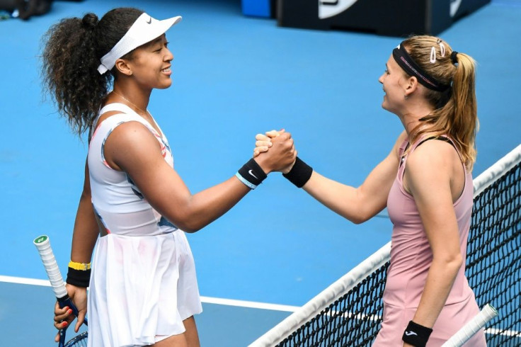 Japan's Naomi Osaka (L) beat the Czech Republic's Marie Bouzkova