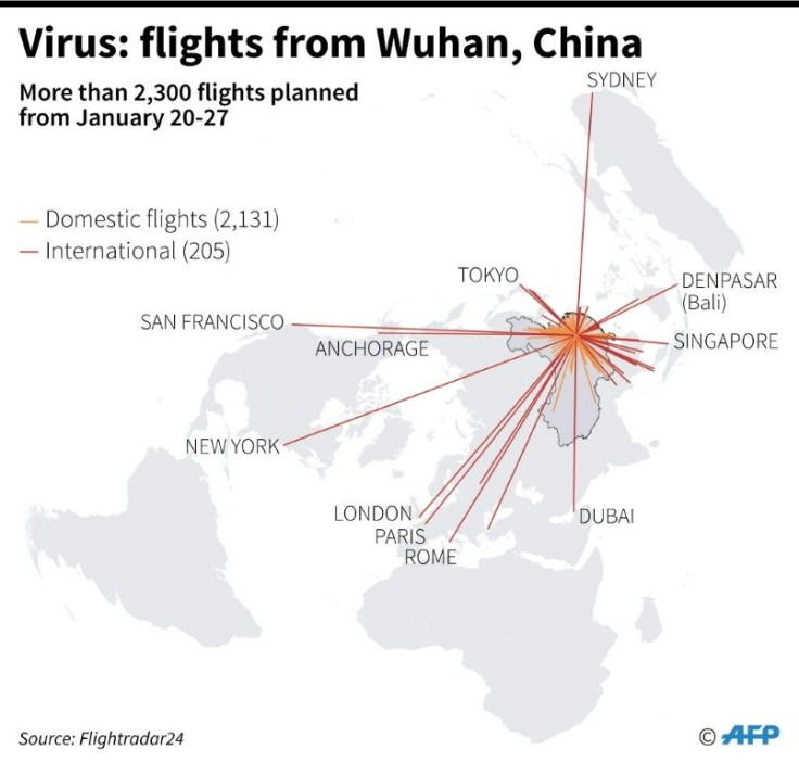 Destinations of planned flights from January 20-27 from Wuhan, where a mystery virus outbreak has killed three people and infected over 200.
