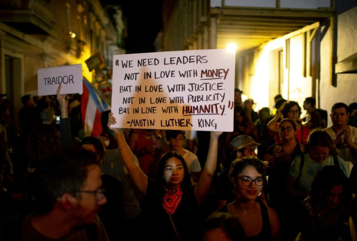 Protestors demand the resignation of Governor Wanda Vazquez Garced in San Juan, Puerto Rico