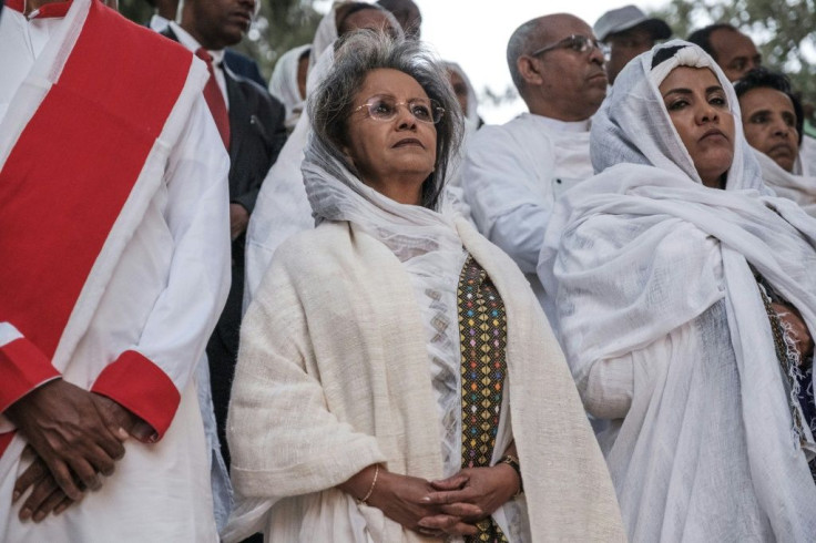 Ethiopian President Sahle-Work Zewde (C) attended the event