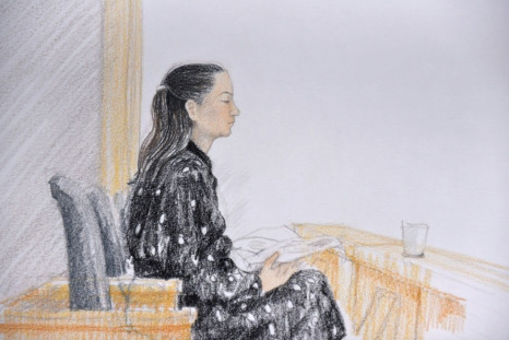This courtroom sketch by Jane Wolsak and released to AFP by the artist shows Huawei chief financial officer Meng Wanzhou in court on January 20, 2020.