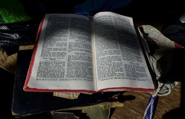 A bible and messages alluding to the devil can still be seen in the church where exorcism was carried out