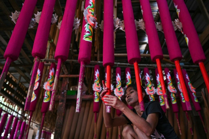 The incense sticks are primarily made from sawdust, using a mix of locally-grown 'meranti' timber and aromatic agarwood