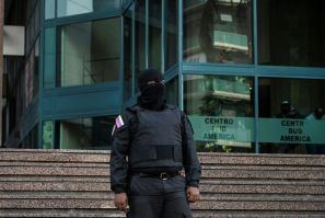 The tower where the offices of Venezuelan opposition leader Juan Guaido are located was surrounded by hooded and armed Sebin intelligence officers dressed in black