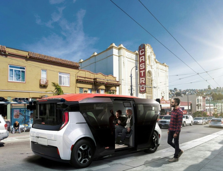 A handout picture shows the Cruise Origin, an autonomous vehicle without pedals or steering wheel designed for shared rides