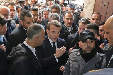 French President Emmanuel Macron asks Israeli security forces to leave the 12th-century Church of Saint Anne in the old city of Jerusalem on Wednesday