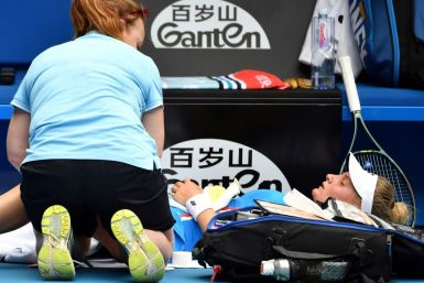 Ukraine's Dayana Yastremska receiving medical treatment during her Australian Open clash with Caroline Wozniacki
