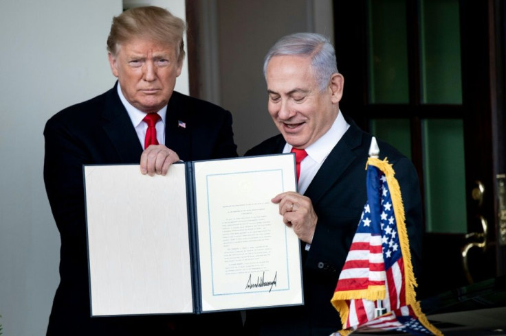Trump hosted Netanyahu at the White House in March last year, signing a proclamation recognising the annexed Golan Heights as Israel sovereign territory