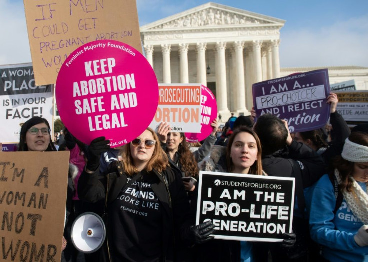 Anti-abortion supporters protest outside the US Supreme Court in 2019