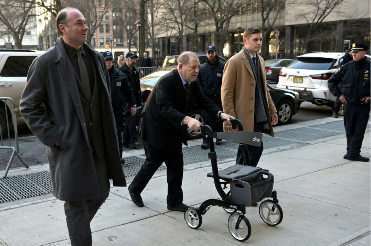 Harvey Weinstein (C), shown  arriving at the Manhattan Criminal Court on January 24, 2020, faces life imprisonment if convicted ofÂ predatory sexual assault charges related to two women