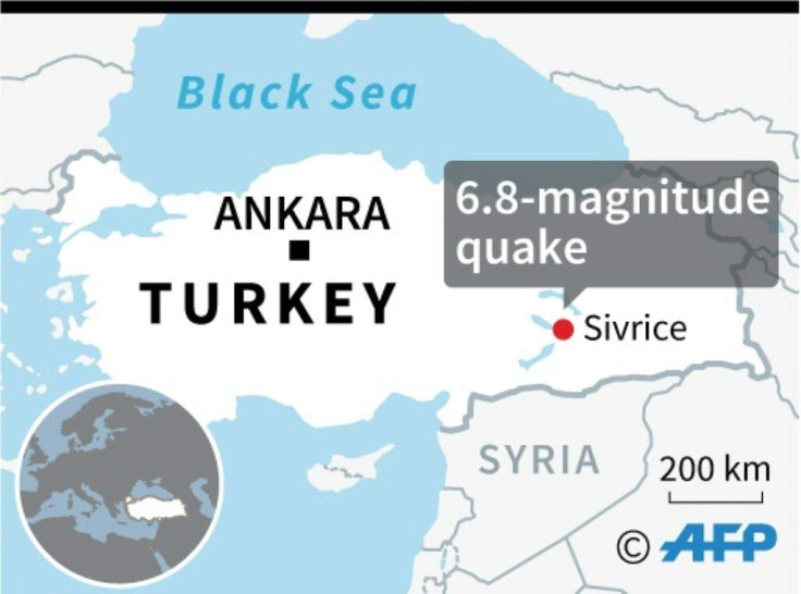 Map locating the earthquake that hit eastern Turkey