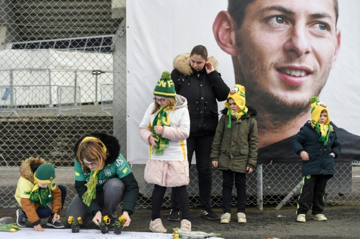 Supporters lay flowers outside Nantes' stadium in memory of Argentine forward Emiliano Sala