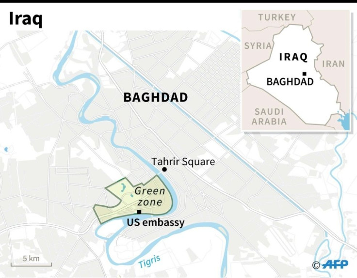 Map of central Baghdad locating the US embassy.