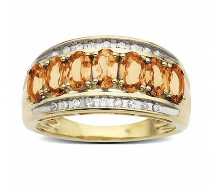 Orange Sapphire Ring in 14K Gold with Diamond Accents