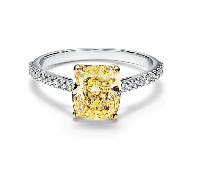 Tiffany Novo® Yellow Diamond Engagement Ring with a Pavé Diamond Platinum Band