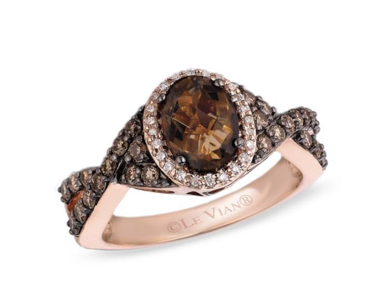Le Vian® Chocolate Quartz™ and 5/8 CT. T.W. Diamond Ring in 14K Strawberry Gold®