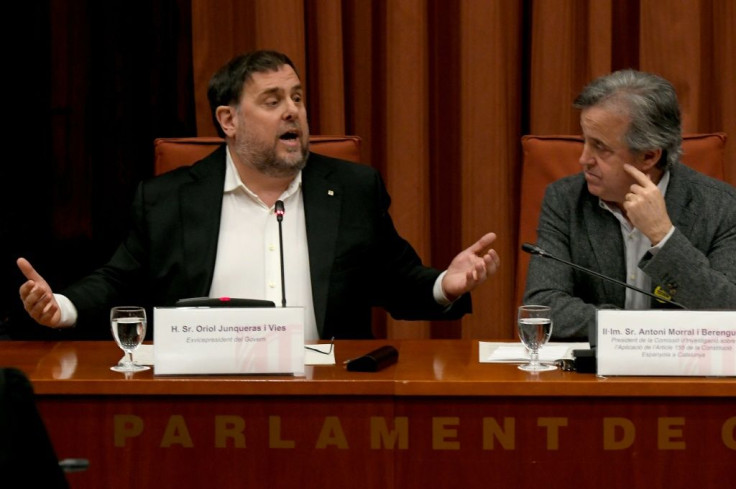 Freed for a few hours: jailed Catalan separatist Oriol Junqueras addressed the regional parliament for the first time since October 2017