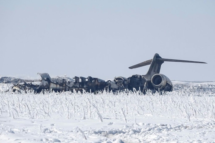 The wreckage of a US Bombardier E-11A jet after it went down in Taliban-controlled territory in eastern Afghanistan