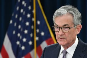 Federal Reserve Board Chairman Jerome Powell speaks during a press conference