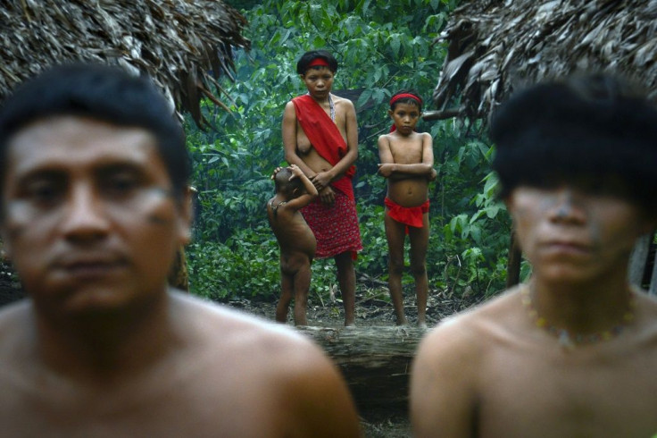 Yanomami natives at the Irotatheri community, in Amazonas state, southern Venezuela, 19 km away from the border with Brazil, in September 2012