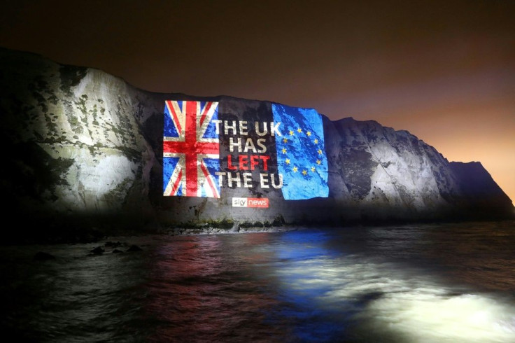 A farewell message was projected onto the White Cliffs of Dover, on the southern coast of England
